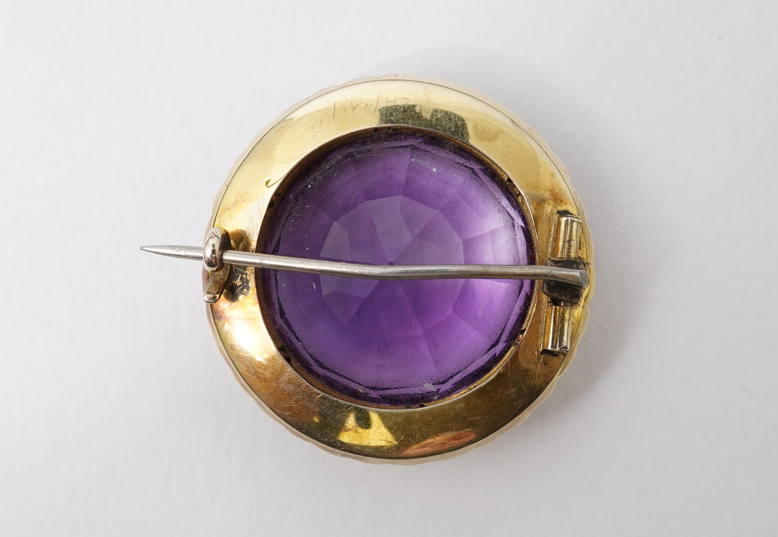An Edwardian amethyst and seed pearl brooch, early 20th century